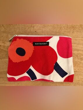 Marimekko Red, Pink & Navy Unikko Canvas Pouch